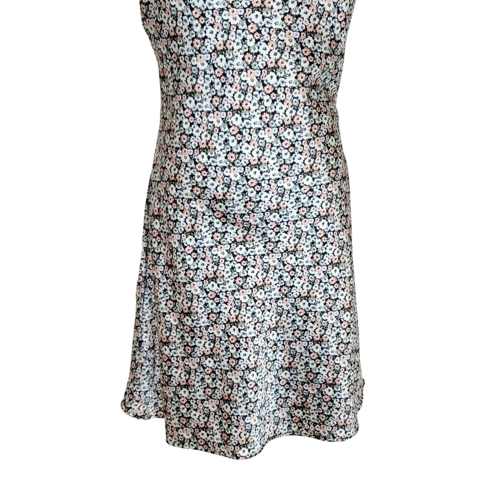 Abercrombie & Fitch Cowl Neck Satin Floral Mini Sundress S Cottagecore Romantic - Picture 3 of 8